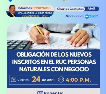 Obligación de los nuevos inscritos en el RUC  personas naturales con negocio